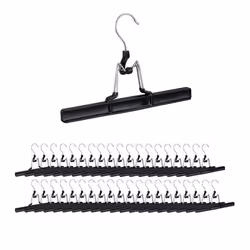 Cintres-pinces lot de 40 pour pantalons et jupes en métal pinces caoutchouc crochet rotatif 360° 26 cm noir