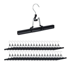 Cintres-pinces lot de 40 pour pantalons et jupes en métal pinces caoutchouc crochet rotatif 360° 26 cm noir