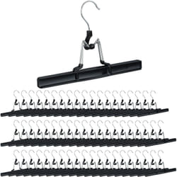 Relaxdays - Cintres-pinces, lot de 60, pour pantalons et jupes, en métal, pinces, caoutchouc, crochet rotatif 360°, 26 cm, noir