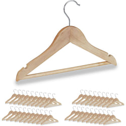 Relaxdays - Cintres enfants en bois 40 cintre en bois vêtements bébé enfant traverse crochet 360 rotatif, nature