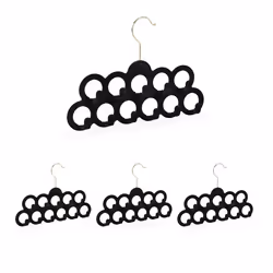 Cintre porte-foulards lot de 4 pour écharpes cravates et ceintures velours crochet rotatif 360° antidérapant noir