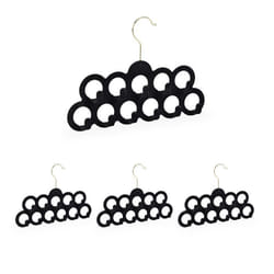 Cintre porte-foulards lot de 4 pour écharpes cravates et ceintures velours crochet rotatif 360° antidérapant noir