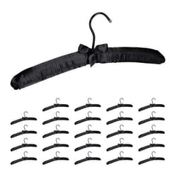 Cintre en satin lot de 25 cintre rembourré doux pour vestes crochet rotatif 360° 38 cm noeud décoratif noir