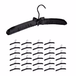 Cintre en satin lot de 30 cintre rembourré doux pour vestes crochet rotatif 360° 38 cm noeud décoratif noir