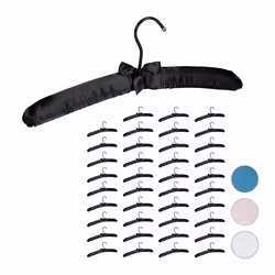 Cintre en satin lot de 40 cintre rembourré doux pour vestes crochet rotatif 360° 38 cm noeud décoratif noir