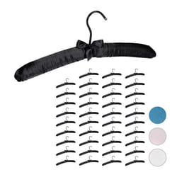 Cintre en satin lot de 40 cintre rembourré doux pour vestes crochet rotatif 360° 38 cm noeud décoratif noir