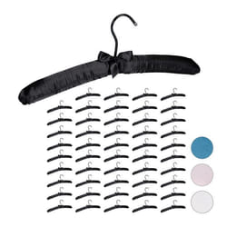 Cintre en satin lot de 50 cintre rembourré doux pour vestes crochet rotatif 360° 38 cm noeud décoratif noir
