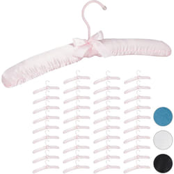Relaxdays - Cintre en satin, lot de 40, cintre rembourré doux, pour vestes, crochet rotatif 360°, 38 cm, noeud décoratif, rose