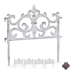Bordure de jardin lot de 5 fonte de fer clôture jardin en métal piquet plate-bande antiquités 27 x 27 cm blanc