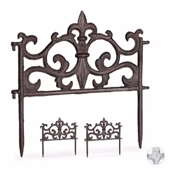 Bordure de jardin lot de 3 fonte de fer clôture jardin en métal piquet plate-bande antiquités 27 x 27 cm brun
