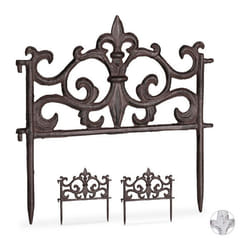 Bordure de jardin lot de 3 fonte de fer clôture jardin en métal piquet plate-bande antiquités 27 x 27 cm brun