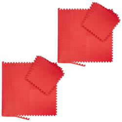Tapis de sol 16 nattes de protection,fitness et appareils de sport et rebords, eva superficie 6m²,lxP 60x60 cm, rouge
