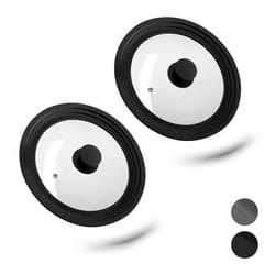 Relaxdays Couvercle pour casseroles en verre avec rebord dégradé en silicone D : env. 275 cmcasseroles poêles noir