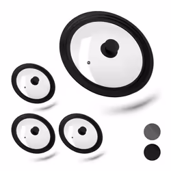 Lot de 4 couvercles casseroles L en verre rebord dégradé en silicone casseroles et poêles 26-30 cm HxD5x315cmnoir