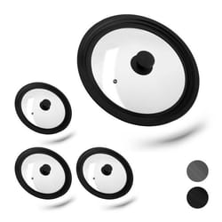 Lot de 4 couvercles casseroles L en verre rebord dégradé en silicone casseroles et poêles 26-30 cm HxD5x315cmnoir