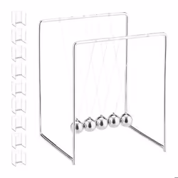 Pendule Newton lot de 10 décoration bureau de travail physique science & art 5 boules métal balancier argenté
