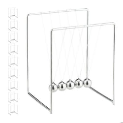 Pendule Newton lot de 10 décoration bureau de travail physique science & art 5 boules métal balancier argenté