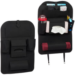 Organiseur siège arrière, lot de 2, grosse poche en feutre, pour enfants, 7 compartiments, protection dossier auto, noir