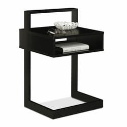 Relaxdays - Table d'appoint, avec compartiment, bois & mdf, chambre à coucher & salon, bout de canapé, 60,5x40x34 cm, noir