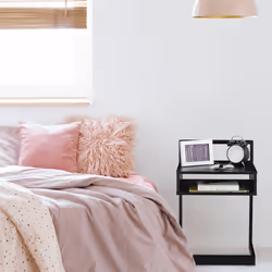 Relaxdays - Table d'appoint, avec compartiment, bois & mdf, chambre à coucher & salon, bout de canapé, 60,5x40x34 cm, noir