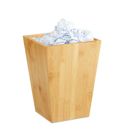 Relaxdays - Corbeille à papiers en bambou, carré, 6l, sans couvercle, bureau, salle de bain, poubelle 27x20x20 cm, naturel