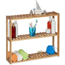 Relaxdays - Etagère murale bambou, 3 rangements, hauteur réglable, hlp: 50 x 60 x 15 cm, salle de bain & cuisine, nature