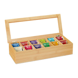 Relaxdays 10032113 coffret à thé Bambou, Plastique