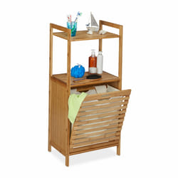 Meuble panier à linge, armoire salle de bain en bambou, corbeille basculante, hlp 100 x 45,5 x 33,5 cm, nature - Relaxdays