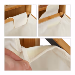 Meuble panier à linge, armoire salle de bain en bambou, corbeille basculante, hlp 100 x 45,5 x 33,5 cm, nature - Relaxdays - Vue supplémentaire 7