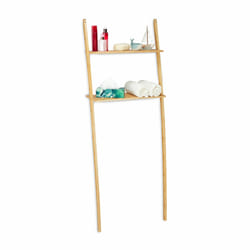 Relaxdays Etagère de machine à laver bambou, 2 rangements, meuble de salle de bain, 175 x 66 x 30 cm, toilettes, nature