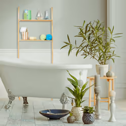 Relaxdays Etagère de machine à laver bambou, 2 rangements, meuble de salle de bain, 175 x 66 x 30 cm, toilettes, nature