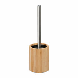 Relaxdays - Brosse wc silicone, antibactérien, hygiénique, balayette toilette avec tête changeable, bambou, nature/argenté