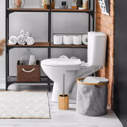 Relaxdays - Brosse wc silicone, antibactérien, hygiénique, balayette toilette avec tête changeable, bambou, nature/argenté
