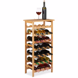 Cette étagère à vin raffinée en bambou élégant offre de la place pour jusqu’à 28 bouteilles de vos vins préférés sur 7 niveau ...