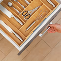 Range-couvert, bambou, extensible, organiseur de tiroir, 7 à 9 compartiments, hlp 5x49,5x44,5 cm, nature - Relaxdays