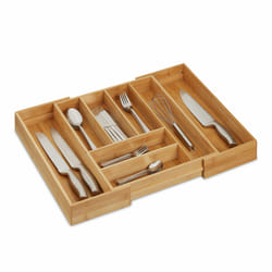 Range-couvert, bambou, extensible, organiseur pour tiroir, séparateur, hlp 6,5x57,5x43 cm, nature - Relaxdays