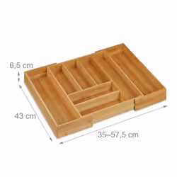 Range-couvert, bambou, extensible, organiseur pour tiroir, séparateur, hlp 6,5x57,5x43 cm, nature - Relaxdays - Vue supplémentaire 4