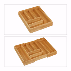 Range-couvert, bambou, extensible, organiseur pour tiroir, séparateur, hlp 6,5x57,5x43 cm, nature - Relaxdays - Vue supplémentaire 6