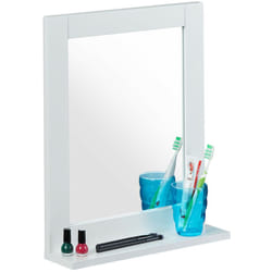 Relaxdays - Miroir mural, avec rangement, salle de bain, salon, entrée, carré, moderne, mdf, 49x40x10 cm, blanc