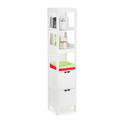 Relaxdays Armoire de salle bain style campagnard HlP: 144 x 30 x 30 cm 2 tiroirs 3 supports debout étagère  blanc