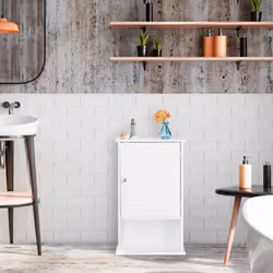 Armoire de salle de bain, 3 compartiments, portes en lamelles, HlP 70 x 42 x 16,5 cm, peu encombrante, blanc - Relaxdays