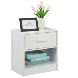 Relaxdays Table de nuit, tiroir, compartiment ouvert, HLP 41,5 x 39 x 31 cm, meuble d’appoint, chambre à coucher, blanc