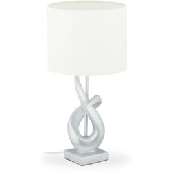 Relaxdays - Lampe de table moderne, design élégant, avec abat-jour, E27 de designer HxD 47 x 25 cm, argent-blanc