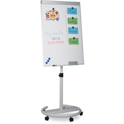 Relaxdays - Tableau blanc mobile, à roulettes,magnétique, hauteur réglable, rangement stylos, HxL: 100 x 70 cm, blanc