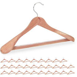 Relaxdays - Cintre costume bois de cèdre, lot de 30, cintre traverse pantalon, anti-mites, épaule large, 45 cm, nature
