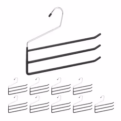 Cintre multiple antidérapant lot de 10 métal 3 traverses pantalon gain de place cintre multifonction noir