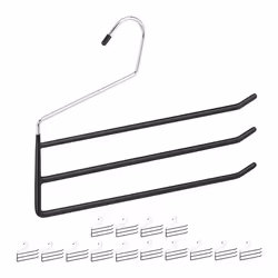 Cintre multiple antidérapant lot de 15 métal 3 traverses pantalon gain de place cintre multifonction noir