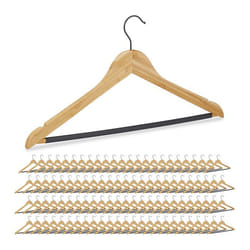 Cintre à costume set 100 cintres bambou traverse antidérapante pantalon crochet 360° encoches nature/noir