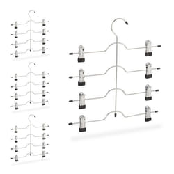 Cintres multiples à clips lot de 4 pantalons jupes gain de place cintre métal antidérapant argenté