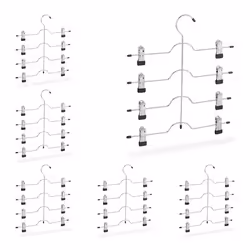 Cintres multiples à clips lot de 6 pantalons jupes gain de place cintre métal antidérapant argenté